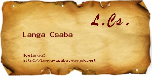 Langa Csaba névjegykártya
